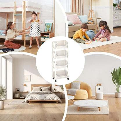 Multifunctional Multi-Layer Plastic Storage Cartwith Wheels, Layered Shelf Organizer for BedroomKitchen Bathroom Living Room memorial day deals