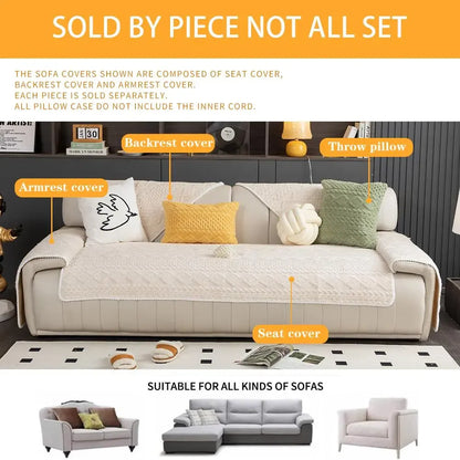 4-Piece Sofa Slipcover, Custom Fit, Separate Cushion Covers, Jacquard Fabric, Elastic, Upholstered Look, Easy Care, Durable