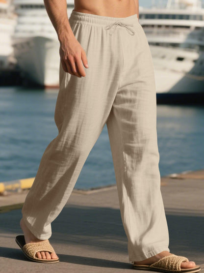 Soft breathable linen straight leg pants
