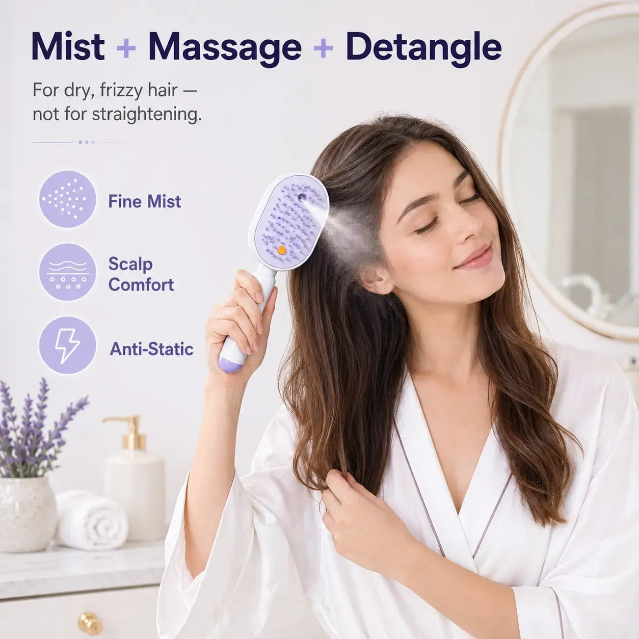 【Not straightened】Electric Spray Air Cushion Massage Comb