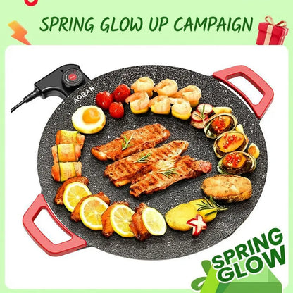 1500W Portable Electric Korean BBQ Grill Indoor Smokeless Non-stick Grill Pan Adjustable Temperature Control Universal Fry Griddle for Home Cooking