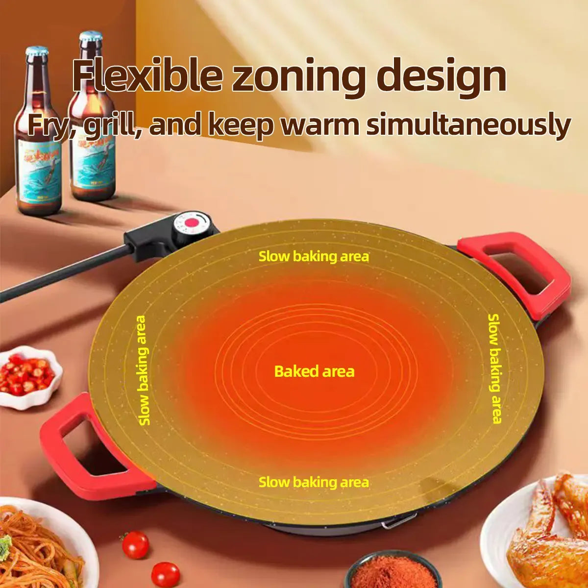 1500W Portable Electric Korean BBQ Grill Indoor Smokeless Non-stick Grill Pan Adjustable Temperature Control Universal Fry Griddle for Home Cooking