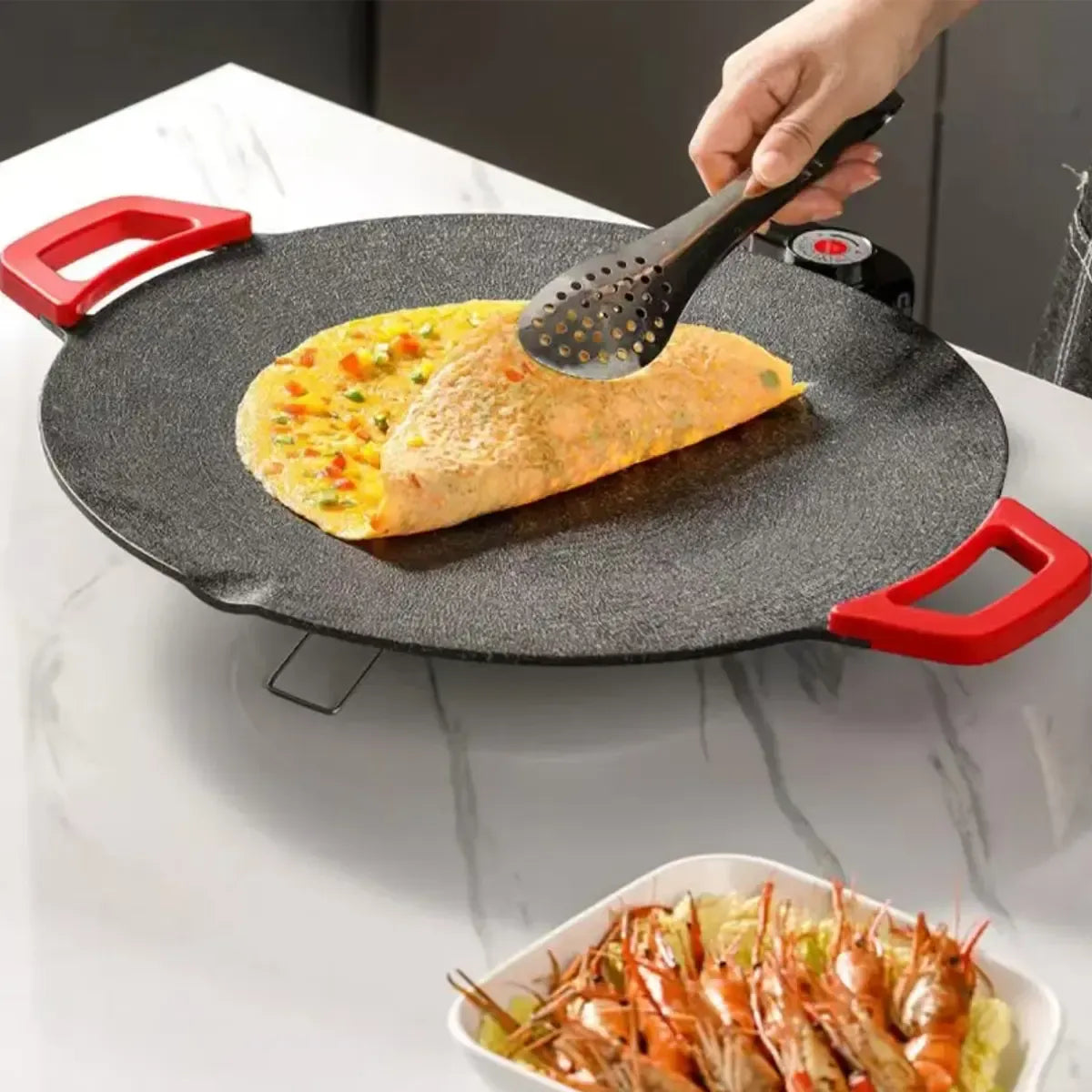 1500W Portable Electric Korean BBQ Grill Indoor Smokeless Non-stick Grill Pan Adjustable Temperature Control Universal Fry Griddle for Home Cooking