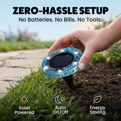 [Solar] Stained Glass Mosaic Disk Lights, Automatic, Wireless, Waterproof, Outdoor Decorative Pathway LED Garden Lights