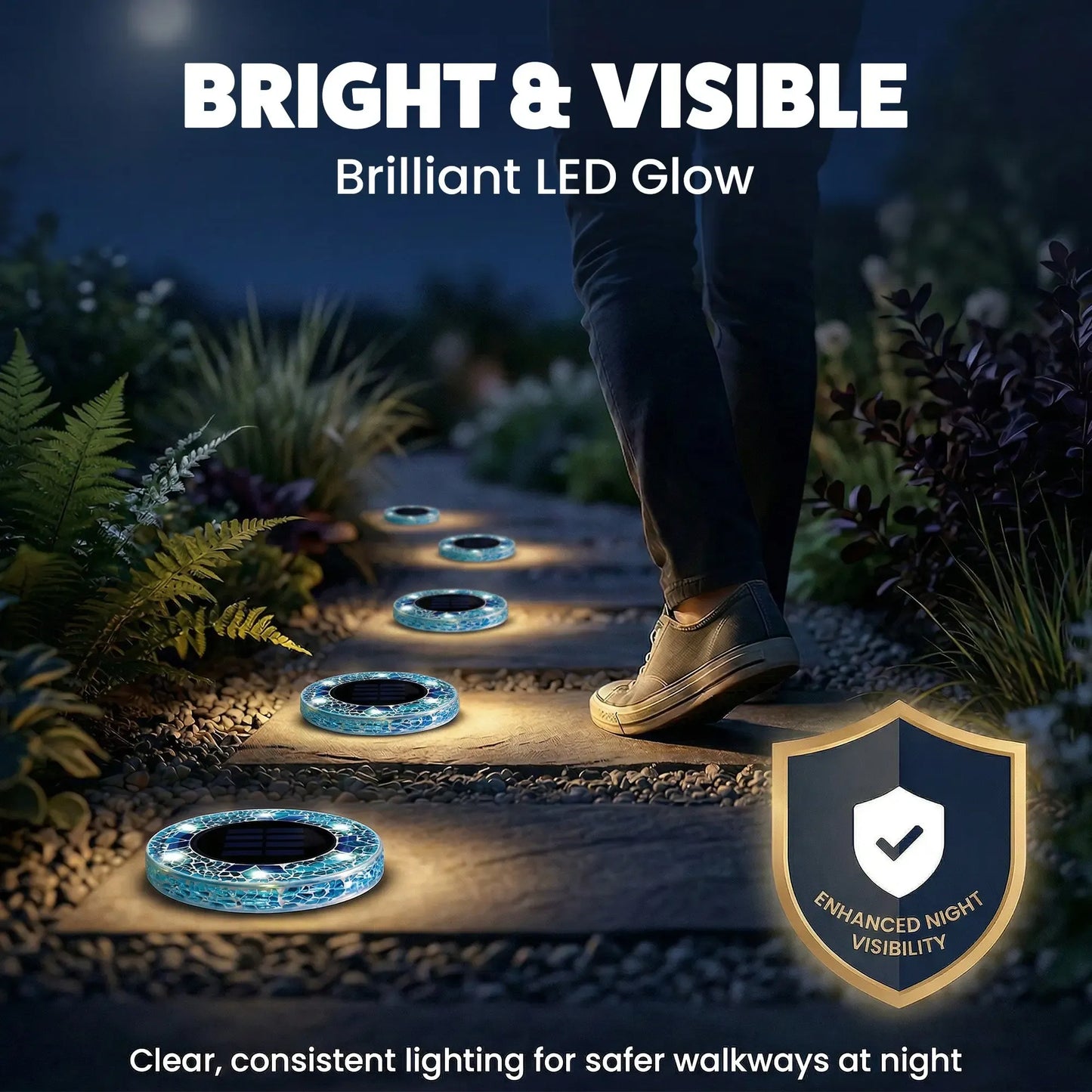 [Solar] Stained Glass Mosaic Disk Lights, Automatic, Wireless, Waterproof, Outdoor Decorative Pathway LED Garden Lights