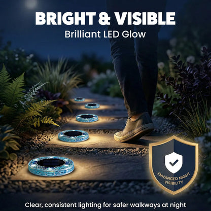 [Solar] Stained Glass Mosaic Disk Lights, Automatic, Wireless, Waterproof, Outdoor Decorative Pathway LED Garden Lights