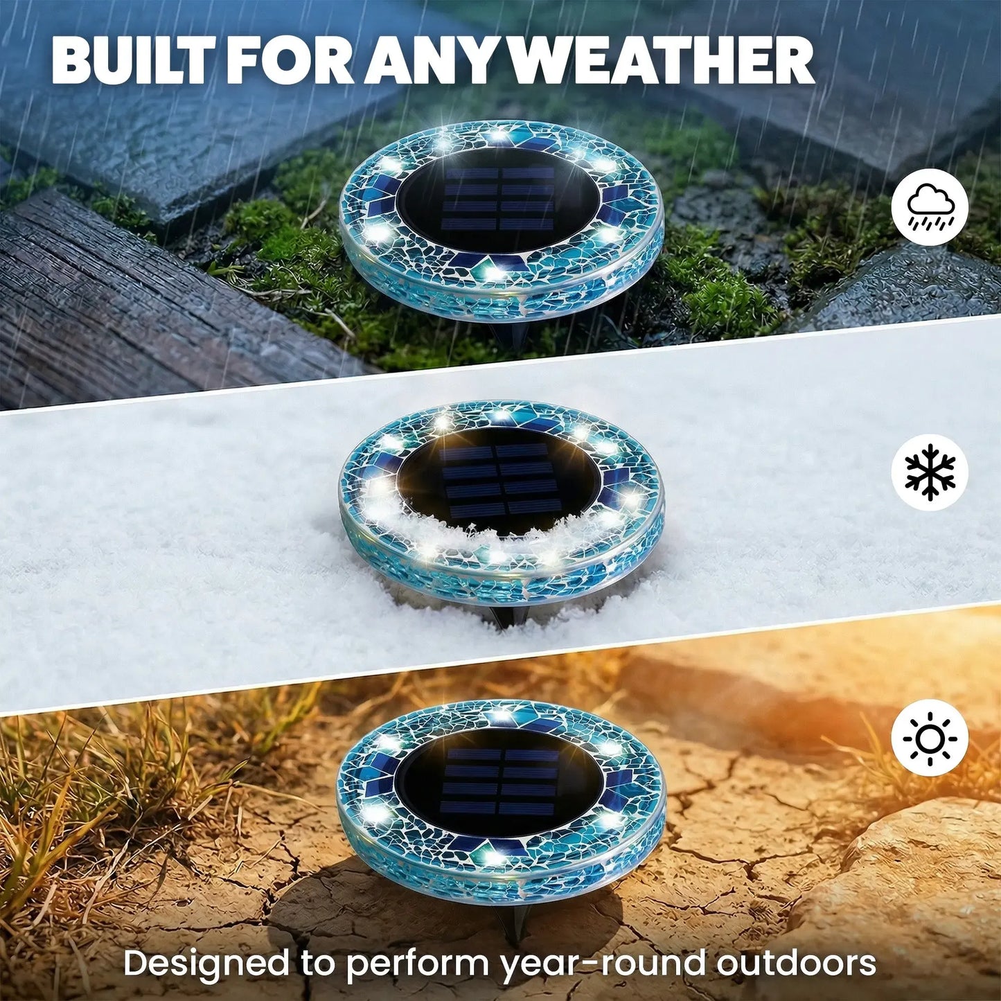 [Solar] Stained Glass Mosaic Disk Lights, Automatic, Wireless, Waterproof, Outdoor Decorative Pathway LED Garden Lights