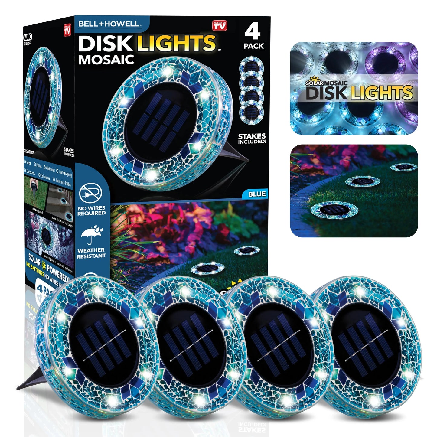[Solar] Stained Glass Mosaic Disk Lights, Automatic, Wireless, Waterproof, Outdoor Decorative Pathway LED Garden Lights