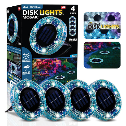 [Solar] Stained Glass Mosaic Disk Lights, Automatic, Wireless, Waterproof, Outdoor Decorative Pathway LED Garden Lights