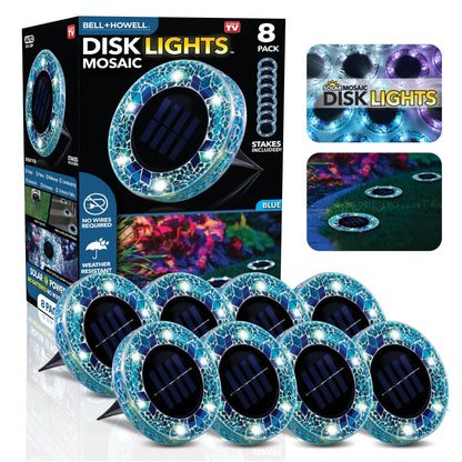 [Solar] Stained Glass Mosaic Disk Lights, Automatic, Wireless, Waterproof, Outdoor Decorative Pathway LED Garden Lights