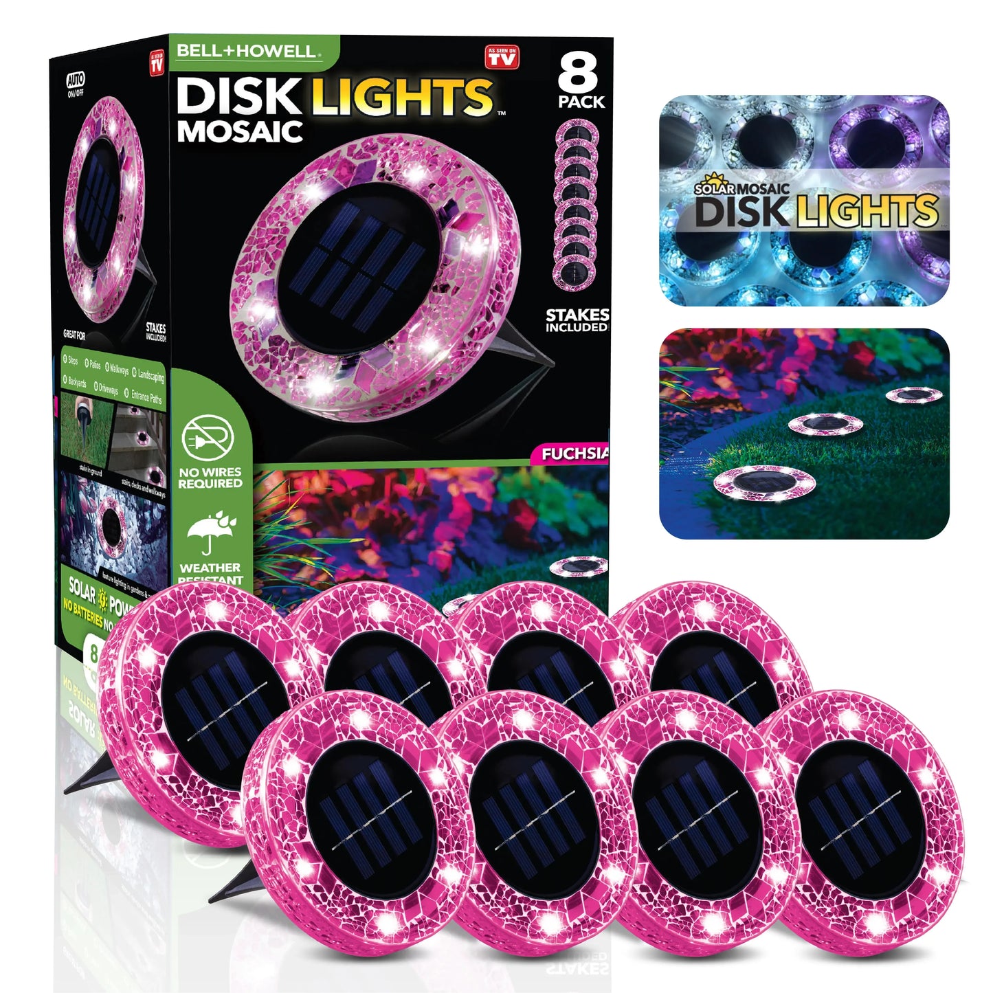 [Solar] Stained Glass Mosaic Disk Lights, Automatic, Wireless, Waterproof, Outdoor Decorative Pathway LED Garden Lights