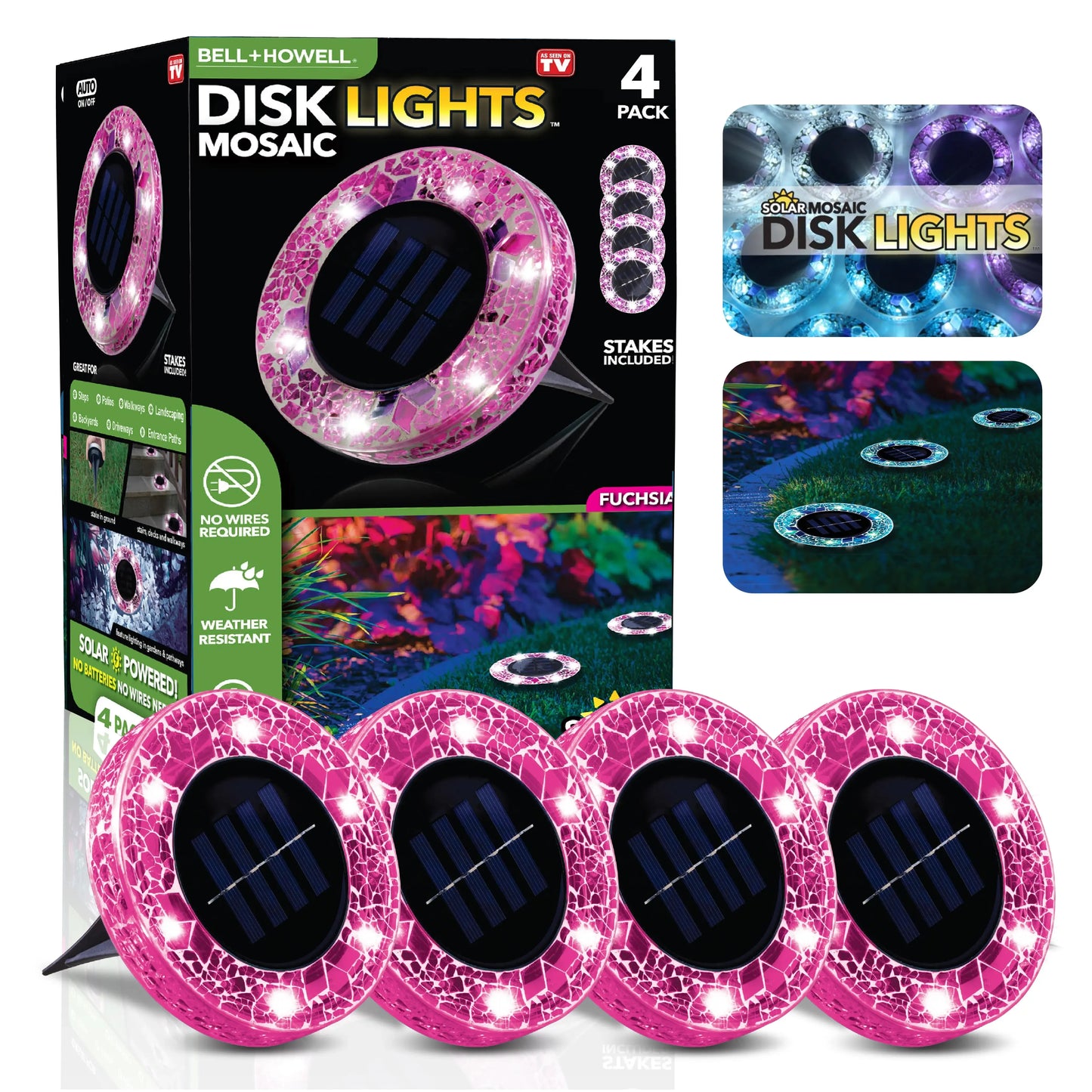 [Solar] Stained Glass Mosaic Disk Lights, Automatic, Wireless, Waterproof, Outdoor Decorative Pathway LED Garden Lights