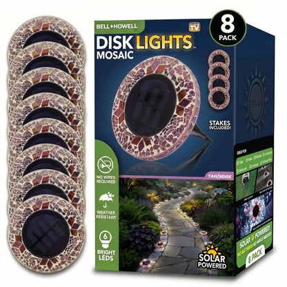 [Solar] Stained Glass Mosaic Disk Lights, Automatic, Wireless, Waterproof, Outdoor Decorative Pathway LED Garden Lights