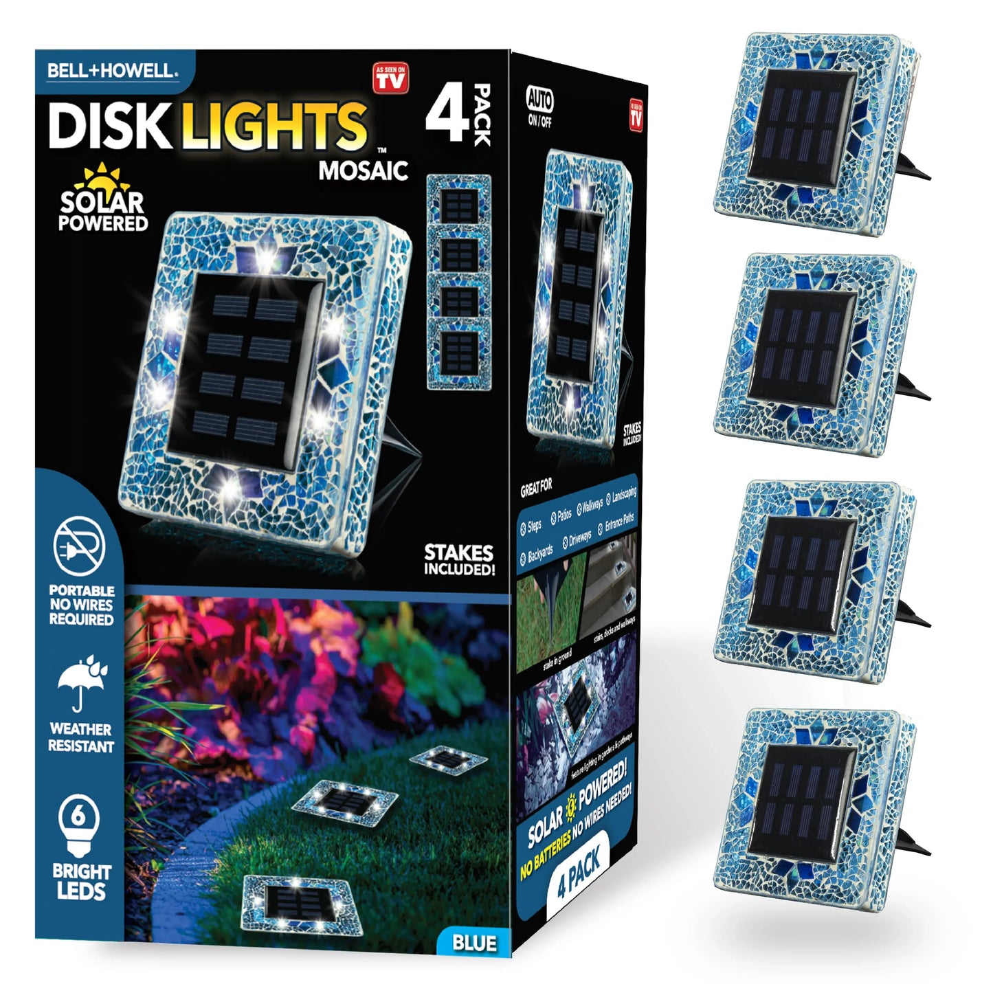 [Solar] Stained Glass Mosaic Disk Lights, Automatic, Wireless, Waterproof, Outdoor Decorative Pathway LED Garden Lights