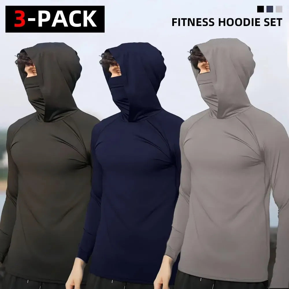 6-Piece Men's Casual Hoodie Pullovers Blue Black Light Gray Slim Fit Long Sleeve Lightweight UPF Sun Protection Soft Breathable Timeless Classic Versatile Machine Washable Comfort Multi-Occasion Wear Menswear Set Stylish Tops