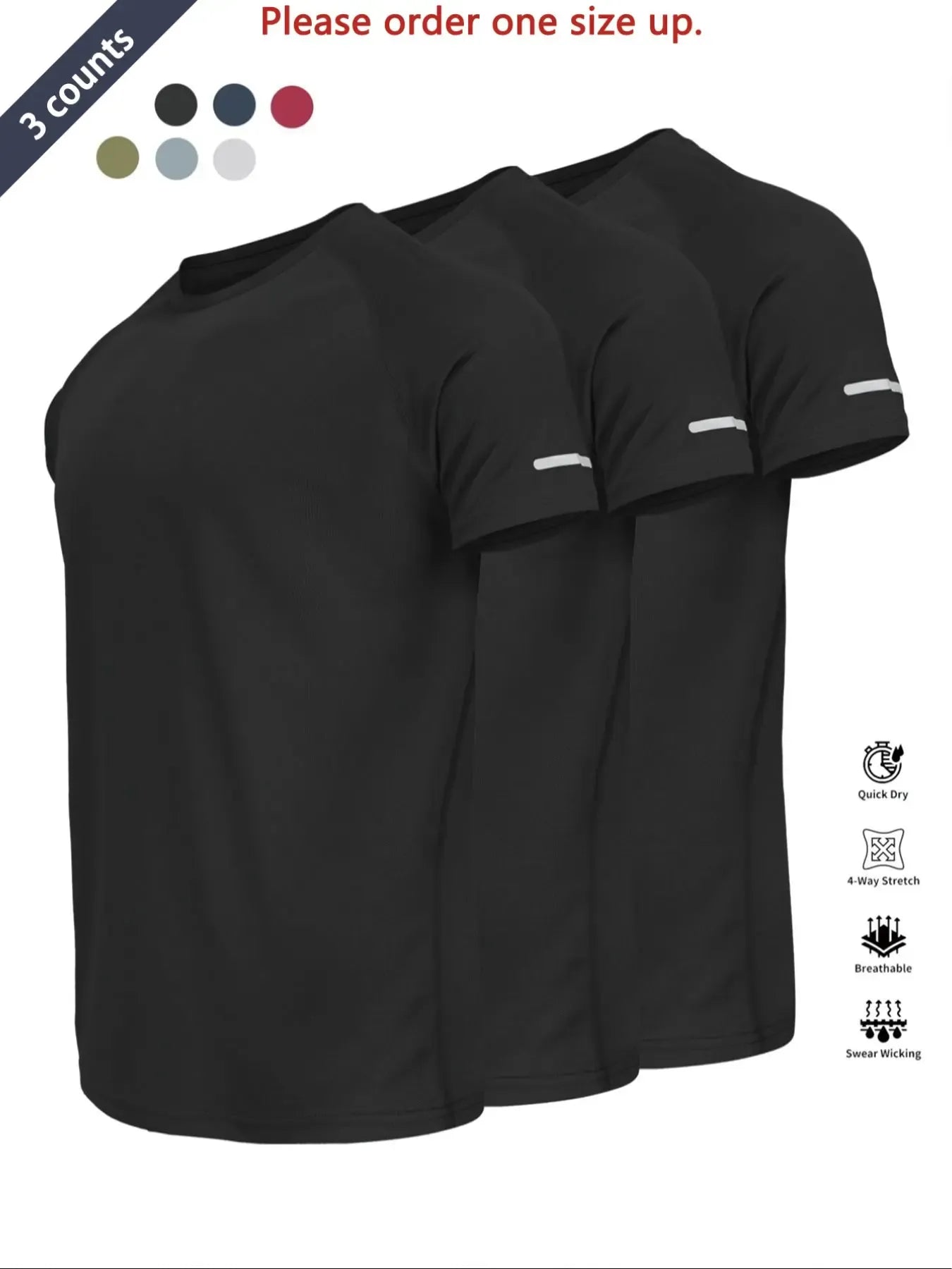 Reflective Sportswear T-Shirt, Breathable Quick-Dry Short Sleeve Crew Neck, Lightweight Men's Athletic Tee, Fitness Shirt