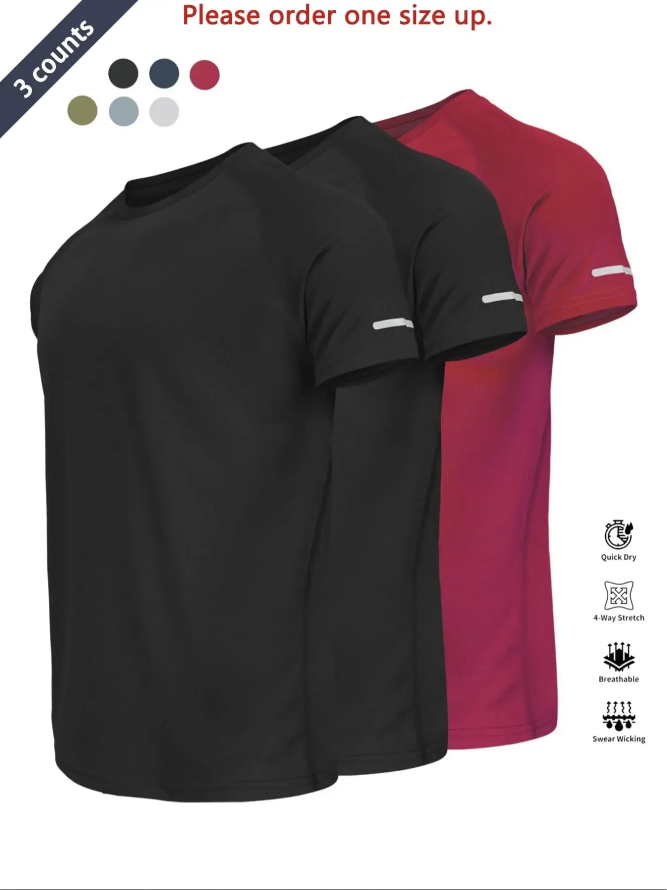 Reflective Sportswear T-Shirt, Breathable Quick-Dry Short Sleeve Crew Neck, Lightweight Men's Athletic Tee, Fitness Shirt