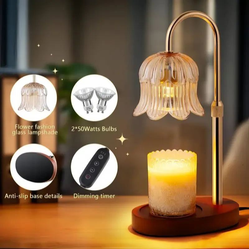 Modern Metal Candle Warmer Lamp with Timer & Brightness Control