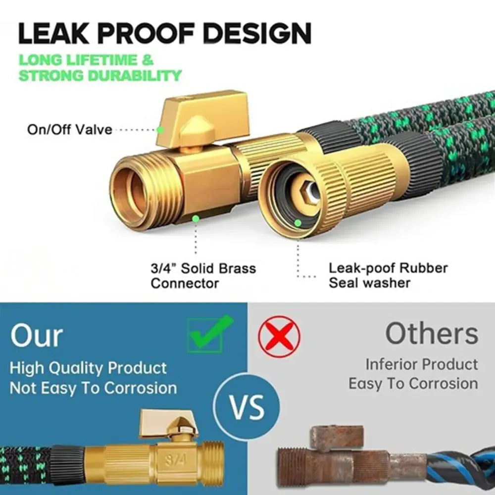 50/100FT 4X Stronger Deluxe Heavy Duty Expandable Flexible Garden Water Hose for Gardening & Outdoor Use Strong Construction Versatile
