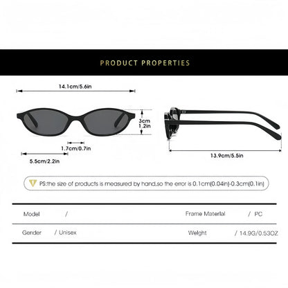 3 PCS Retro Oval Sunglasses for Women Chic Cat Eye 90s Sunnies Lightweight Narrow Shades Trendy UV Protection Sunglasses Vintage