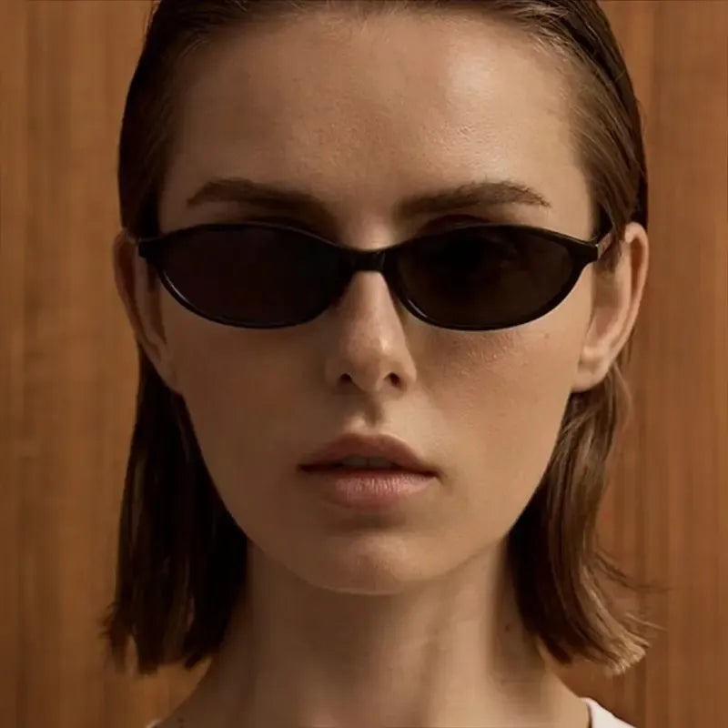 3 PCS Retro Oval Sunglasses for Women Chic Cat Eye 90s Sunnies Lightweight Narrow Shades Trendy UV Protection Sunglasses Vintage
