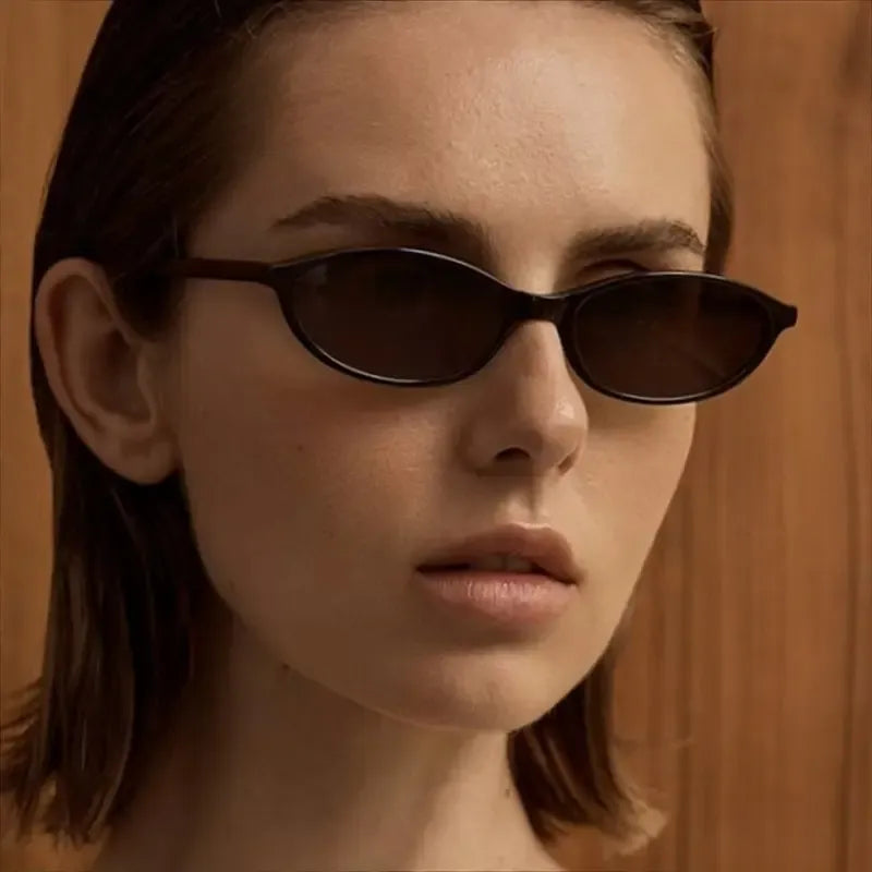 3 PCS Retro Oval Sunglasses for Women Chic Cat Eye 90s Sunnies Lightweight Narrow Shades Trendy UV Protection Sunglasses Vintage