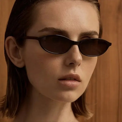 3 PCS Retro Oval Sunglasses for Women Chic Cat Eye 90s Sunnies Lightweight Narrow Shades Trendy UV Protection Sunglasses Vintage