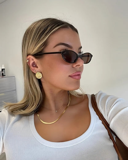 3 PCS Retro Oval Sunglasses for Women Chic Cat Eye 90s Sunnies Lightweight Narrow Shades Trendy UV Protection Sunglasses Vintage