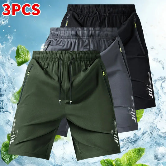 Men's Unisex Fashion Athletic Shorts (Pack of 3) - Reflective Geometric Prints