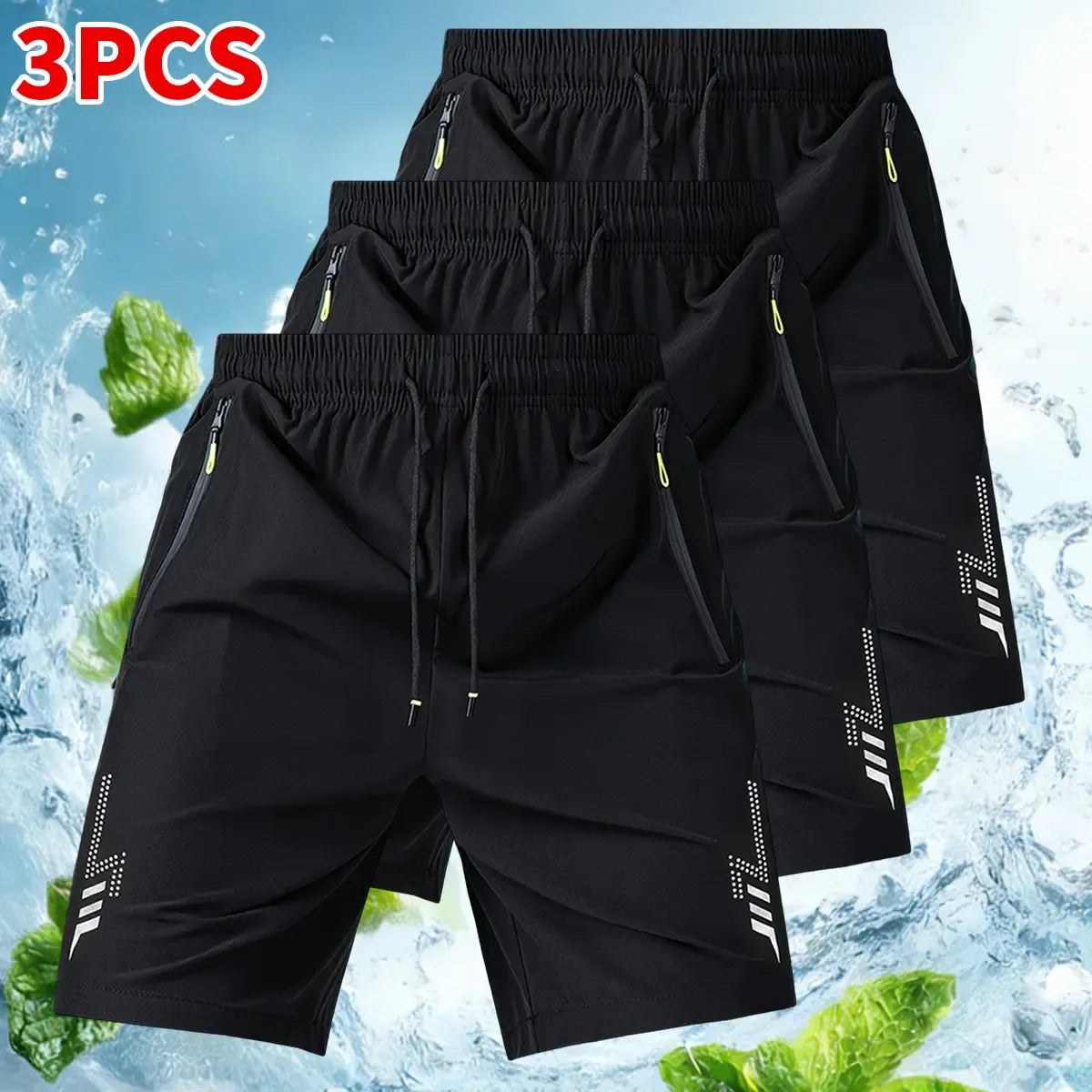 Men's Unisex Fashion Athletic Shorts (Pack of 3) - Reflective Geometric Prints