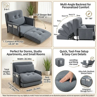 Adjustable Floor Sofa Couch with Adjustable Backrest, Multi-Functional Bean Bag Bed with  2 Pillows