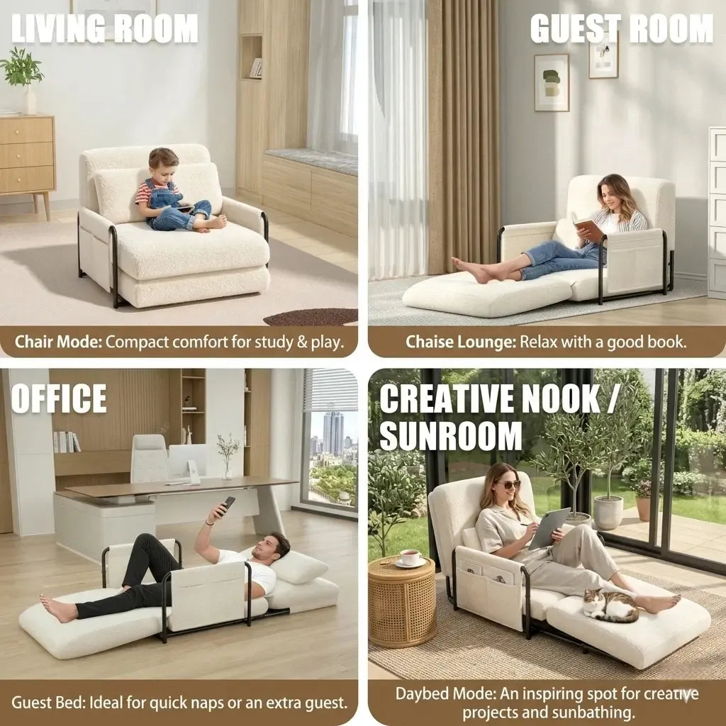 Adjustable Floor Sofa Couch with Adjustable Backrest, Multi-Functional Bean Bag Bed with  2 Pillows