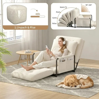 Adjustable Floor Sofa Couch with Adjustable Backrest, Multi-Functional Bean Bag Bed with  2 Pillows