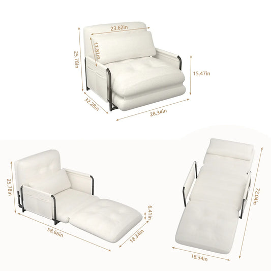 Adjustable Floor Sofa Couch with Adjustable Backrest, Multi-Functional Bean Bag Bed with  2 Pillows