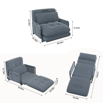 Adjustable Floor Sofa Couch with Adjustable Backrest, Multi-Functional Bean Bag Bed with  2 Pillows