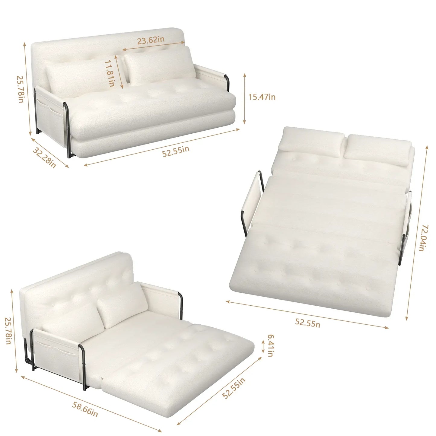 Adjustable Floor Sofa Couch with Adjustable Backrest, Multi-Functional Bean Bag Bed with  2 Pillows