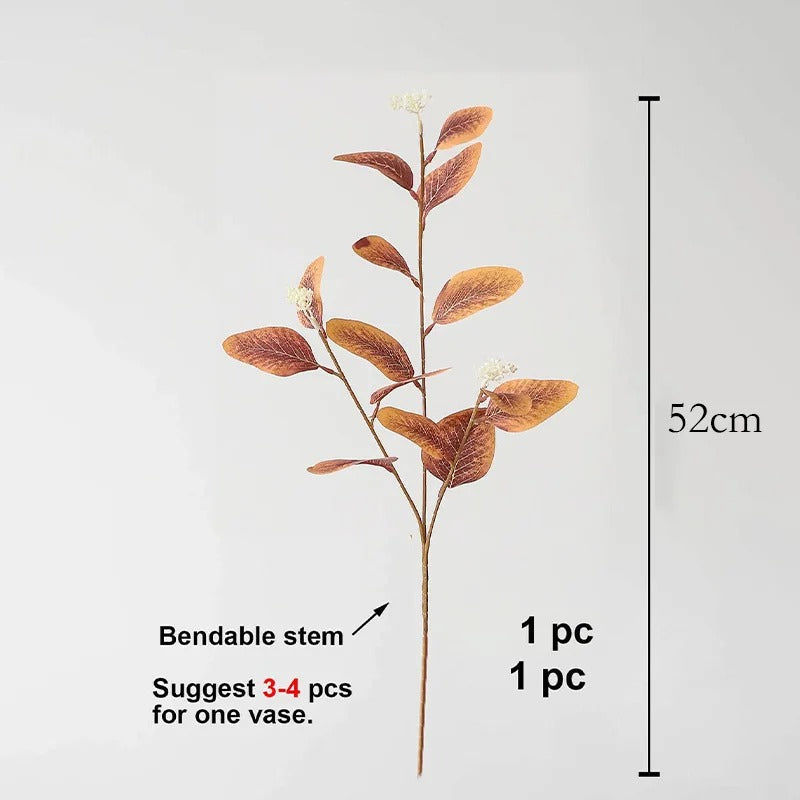 52cm Artificial Fall Eucalyptus Fake Foliage Branches Autumn Flowers Decorations Home Wedding Thanksgiving Christmas Decoration