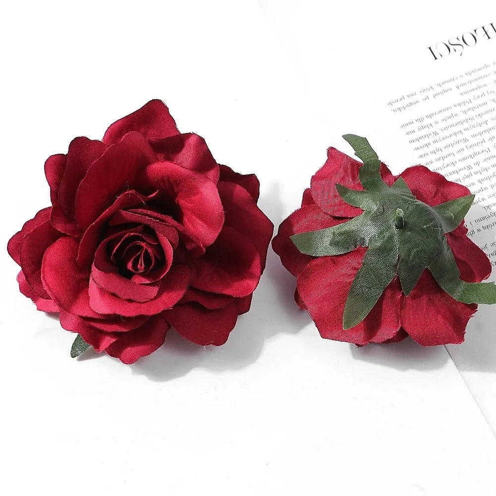 2/5Pcs 10cm Silk Rose Artificial Flowers Heads for Home Room Decor Bride Wedding Party Outfits Decoration DIY Garland Accessory