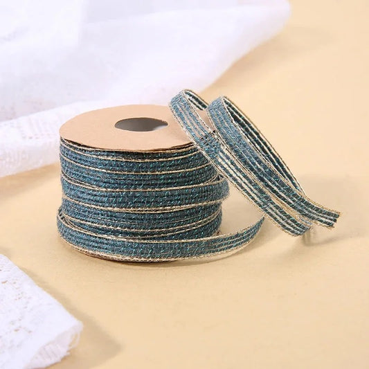 10M/Roll Natural Vintage Jute Burlap Hessian Ribbon With Lace Rustic Wedding Party Decoration DIY Craft Gift Packing Webbing