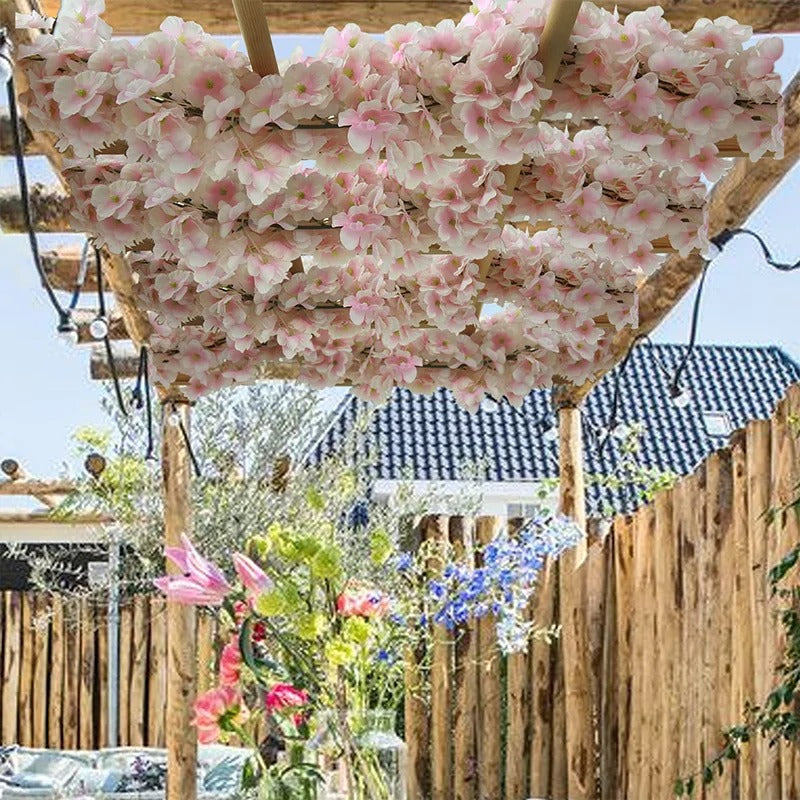 5.9ft Cherry Blossom Artificial Flowers Vine Fake Flower Rattan Wreaths Decoration for Home Garden Wedding Decor Flowers Garland