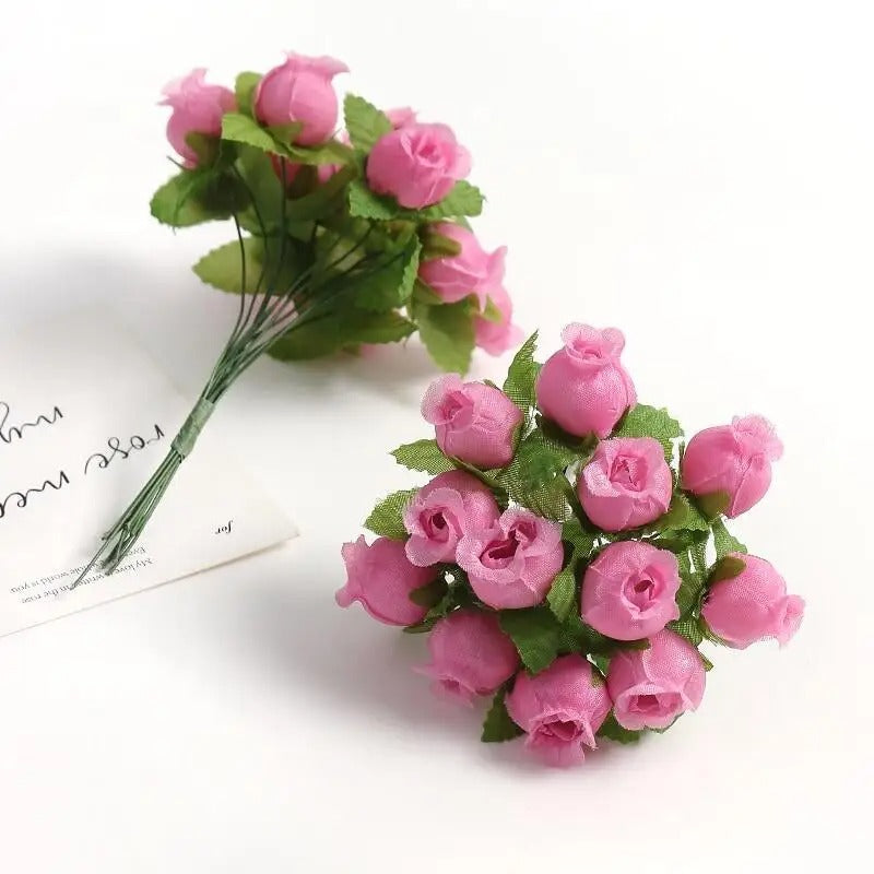 12/36/72/144PCS Rose Artificial Flowers Bouquet Fake Flowers for Home Decor Christmas Party Wedding Decoration Wreath Accessory