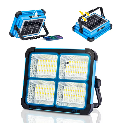 Solar Rechargeable LED Work Light, 288 Super Bright 5730 Beads Floodlight with USB & Type-C Charging