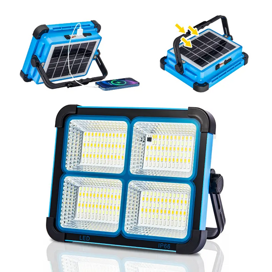 Solar Rechargeable LED Work Light, 288 Super Bright 5730 Beads Floodlight with USB & Type-C Charging