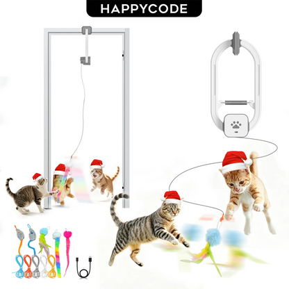 Electric Cat Teaser, Rechargeable Door-Mounted Interactive Cat Toy—For Indoor Use Only, Two Fun Exercise Modes,