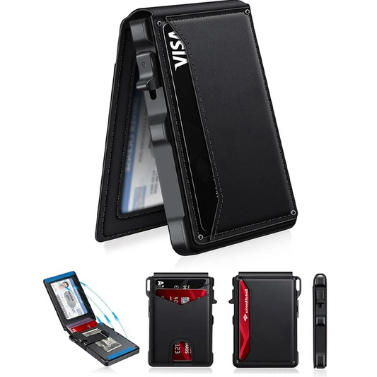 Aluminum Bifold Pop - Up,summerwins Minimalist Men’s Slim Wallet: 9 - 13 Cards, Money Clip