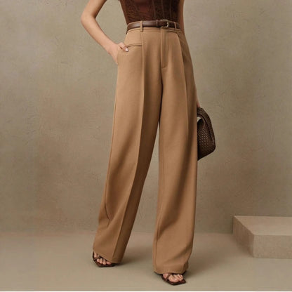 Women's Solid Color Basic Wide Leg Loose Pleated Pants