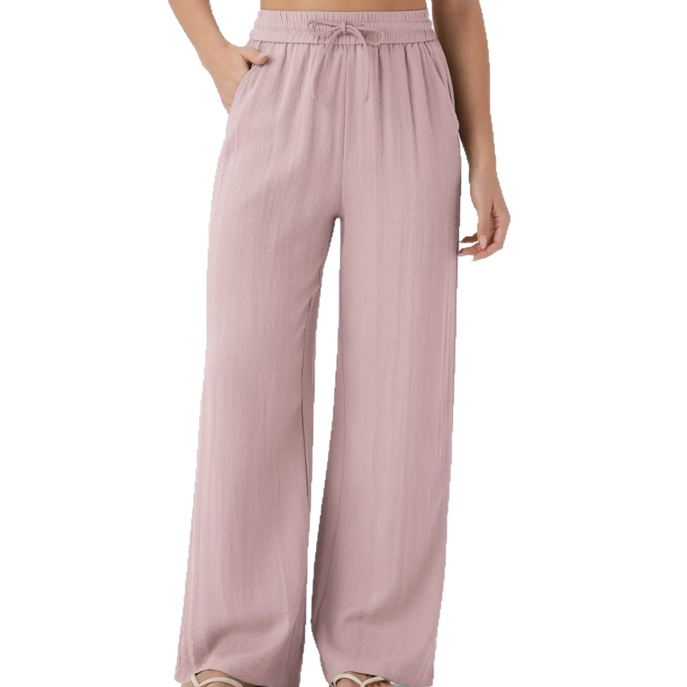Halara High Waisted Drawstring Pocket Wide Leg Casual Linen-Feel Pants #SwimWeek