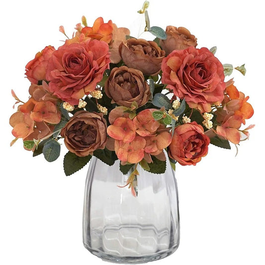 Decoration Artificial Flowers Fake Peony Silk Flowers Hydrangea Bouquets Decorative For Home Living Room Table Centerpieces