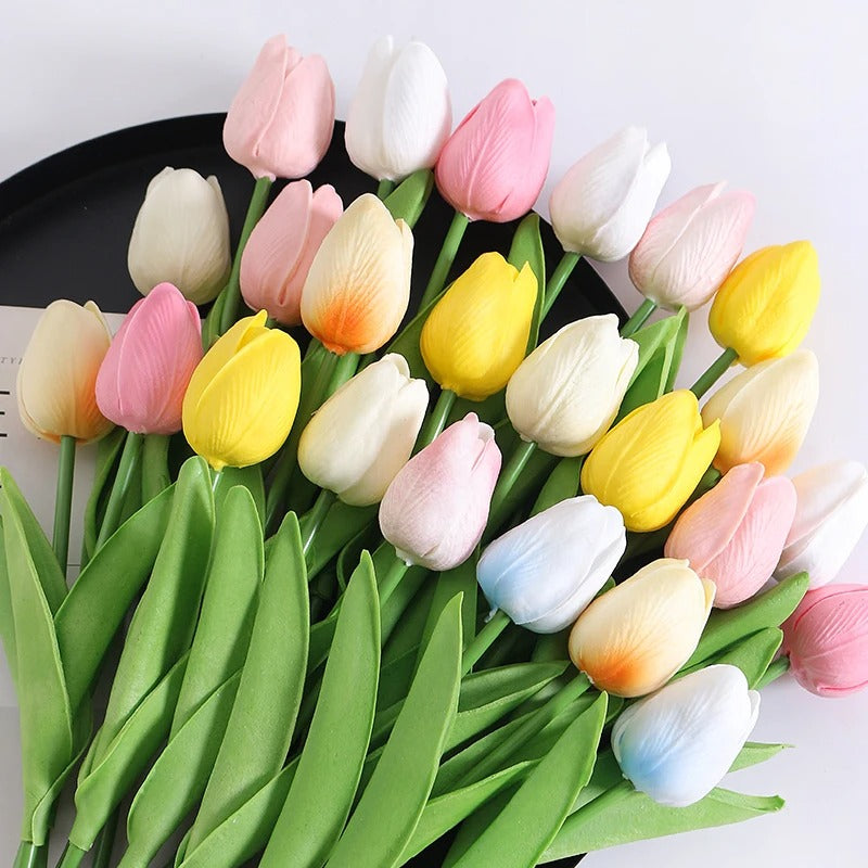 Artificial Tulip Flowers Plants For Interiors Outdoor Garden Soft Material Party Accessories Gifts For Female Festival Ornaments