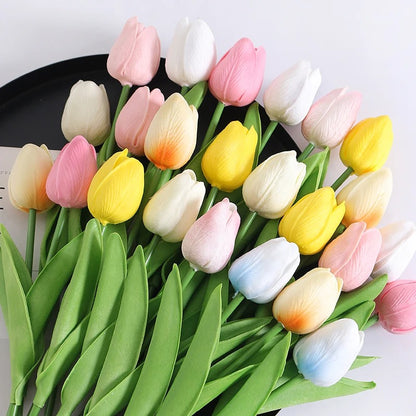 Artificial Tulip Flowers Plants For Interiors Outdoor Garden Soft Material Party Accessories Gifts For Female Festival Ornaments